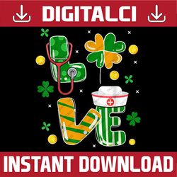 stethoscope nurse st patrick's day lucky nurse shamrock png sublimation designs