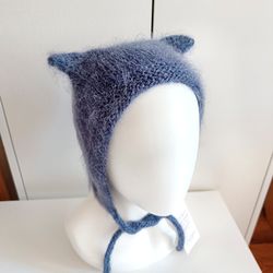 handknit women moheir hat gifts valentine day moheir hat wool women hats warm hat cat hat