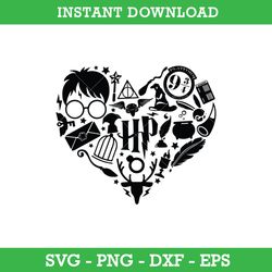 Harry Potter Heart Svg, Wizard Heart Svg, Wizard Svg, Harry Potter Svg, Png, Dxf Eps, Instant Download
