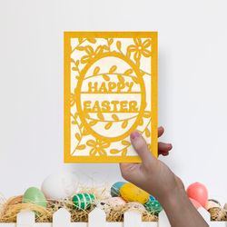 SVG Happy Easter greeting card for paper cut, scrapbooking