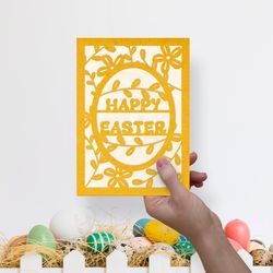 svg happy easter greeting card for paper cut, scrapbooking