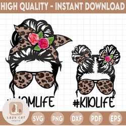 mom life kid life png, mom life png, tie dye mom png, messy bun mom png, momlife png, mom with bandana png, momdaughter