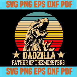 dadzilla father of the monsters retro vintage sunset, dadzilla vector,svg cricut, silhouette svg files, cricut svg, silh