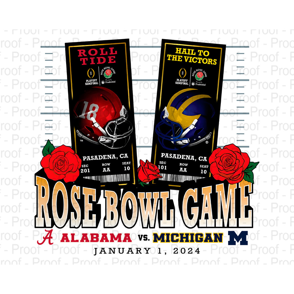 Rose Bowl game Playoff 2024 png,, Michican png, Alabama Football, Digital Download, PNG.jpg