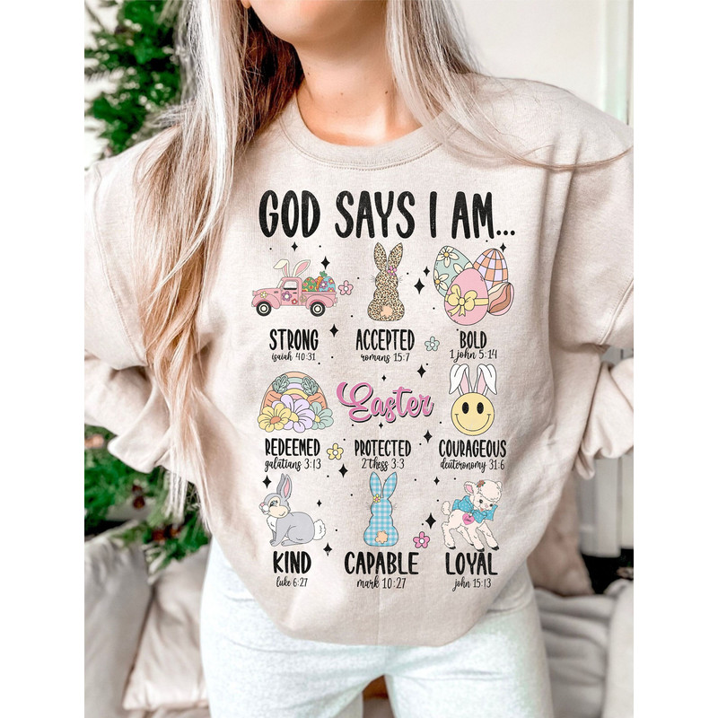 Easter PNG, Christian Easter PNG, Easter Shirt Design png, God Says I am Sublimation Design DOWNLOAD, Easter Sublimation Download.jpg
