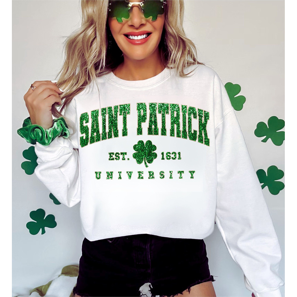 Faux St Patrick University PNG St Patrick's Png Lucky Png Lucky Varsity Png St Patty's Png Cute St.Patty's Glitter Sequin.jpg