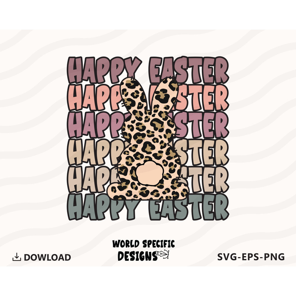 Happy Easter Svg, Easter Bunny Svg, Leopard Bunny Svg, Bunny Svg, Retro Easter Png, Peeps Png, Happy Easter Png, Digital Download.jpg