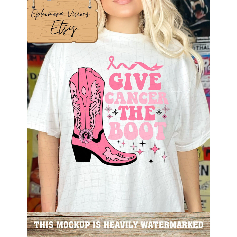 Give Cancer The Boot Breast Cancer Rainbow Awareness PNG.jpg