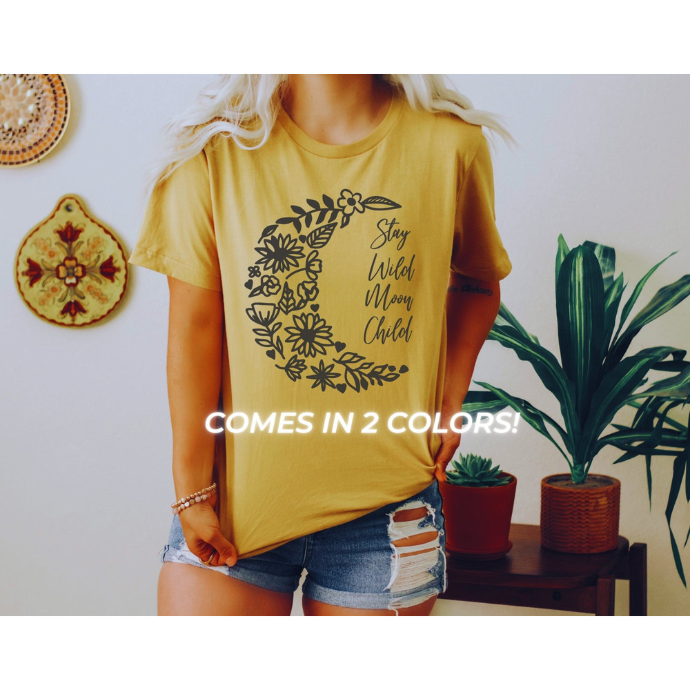 Stay Wild Moon Child PNG Designs For Women, Boho Sublimation PNG, Hippie Png Designs, Witchy Womens T-Shirt Png File For Sublimation.jpg