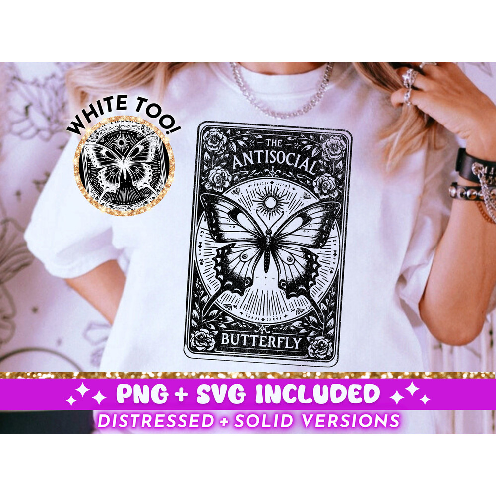 The Antisocial Butterfly Tarot Card SVG PNG , Funny Witchy Introvert Sublimation Design, Celestial Sarcastic png SVG Cut File, Download 1.jpg