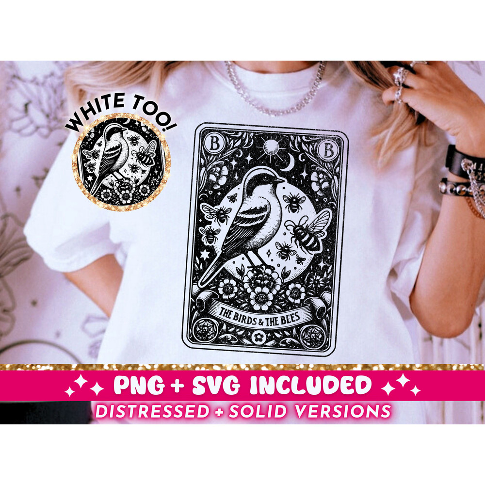 The Birds And The Bees Tarot Card SVG PNG, Witchy Vibes Sublimation Design, Celestial Tarot T-Shirt Design png SVG Cut File Digital Download.jpg