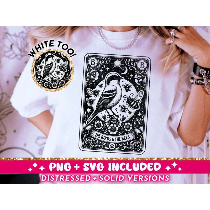 The Birds And The Bees Tarot Card SVG PNG, Witchy Vibes Sublimation Design, Celestial Tarot T-Shirt Design png SVG Cut File Digital Download.jpg