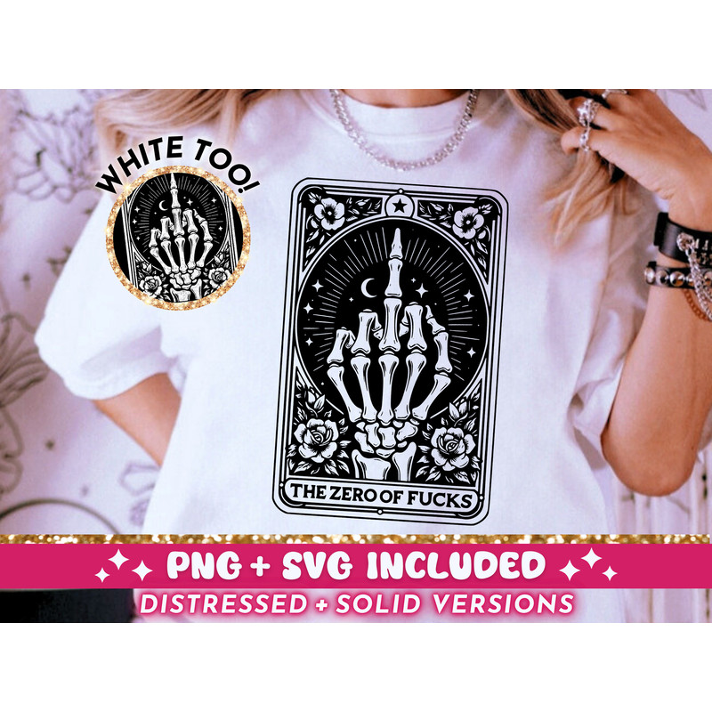 Zero Of Fucks Tarot Card SVG PNG, Sarcastic Skeleton Sublimation Design, Witchy Funny No Fucks Given TShirt Design SVG png File, Download.jpg