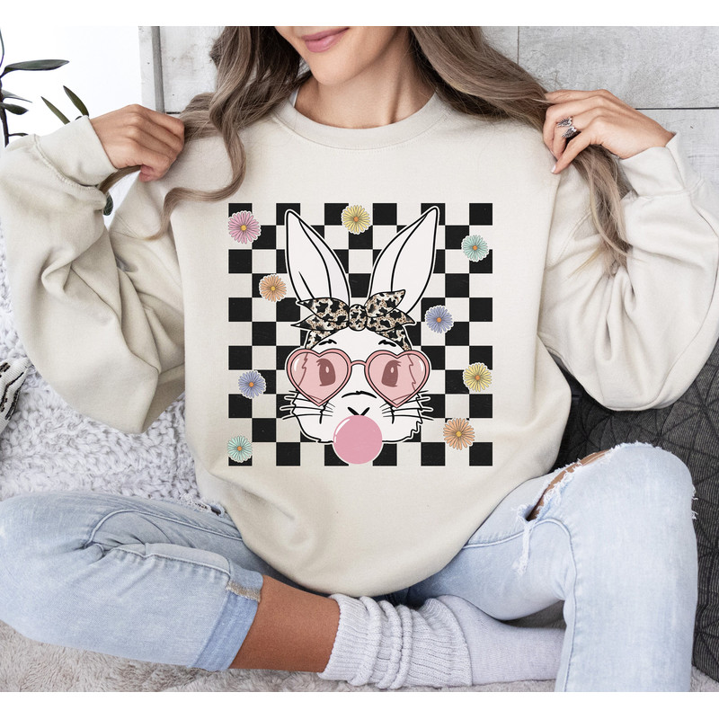 Cute Bunny With Bandana Glasses Bubblegum PNG, Funny Rabbit Bandana Glasses PNG, Easter sublimation, Funny Easter png, Easter png, Bunny png.jpg