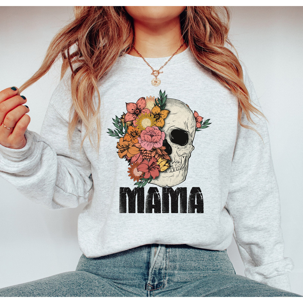 Floral Skull Mama PNG, Skull Sublimation Download, Skull PNG, Retro PNG, Hippie png, boho png, flower Mama Skull sublimation.jpg
