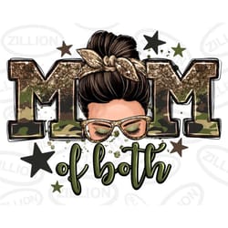 mom of both boys messy bun png sublimation design download, 55