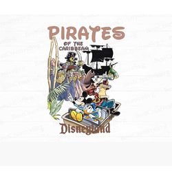 vintage pirates digital poster png, pirates mouse character
