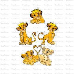 king simba png and svg bundle, lion king simba and nala cute