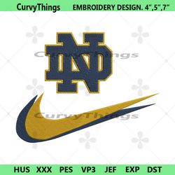 notre dame fighting irish double swoosh nike logo embroidery design file