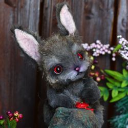 ON ORDER Rabbit Rumpinhelsh  rabbit, hare, bunny, fur rabbit, white hare, fantastic eyes, little bunny, fluffy ears