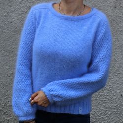 Angora sweater for women, Wool knit jumper, Knit cardigan