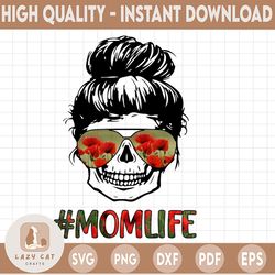 Mom Life Skull flower sunglasses Sublimation PNG Design, Mom Life design, Mom Life PNG, Transfers Ready To Press, Mom pn