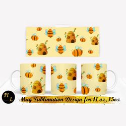 Bees Mug sublimation,Mug sublimation design 11,15,Mug sublimation design
