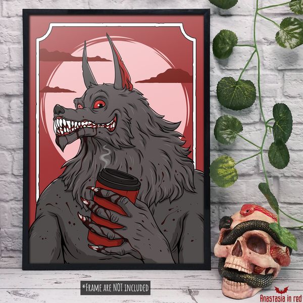 Scary and funny werewolf poster