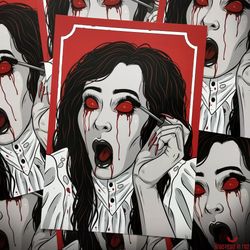 gothic horror art print with bloody mary. spooky fantasy poster. gothic home decor. dark art wall decor.