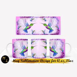 Hummingbird Mug sublimation,Mug Wrap design 11,15,Hummingbird png