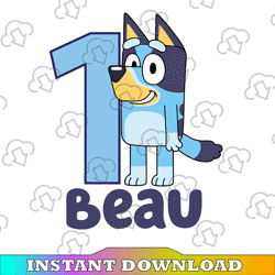 Custom Name Bluey, Personalized Name and Age Bluey Birthday Party Svg, Bluey Family Svg, Birthday Bluey Svg,
