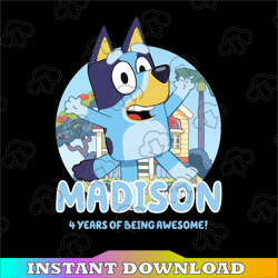 Personalized Name and Ages, Bluey Png, Bluey Family Png, Bluey Party Animated TV Series, Bluey Birthday Png Clipart,
