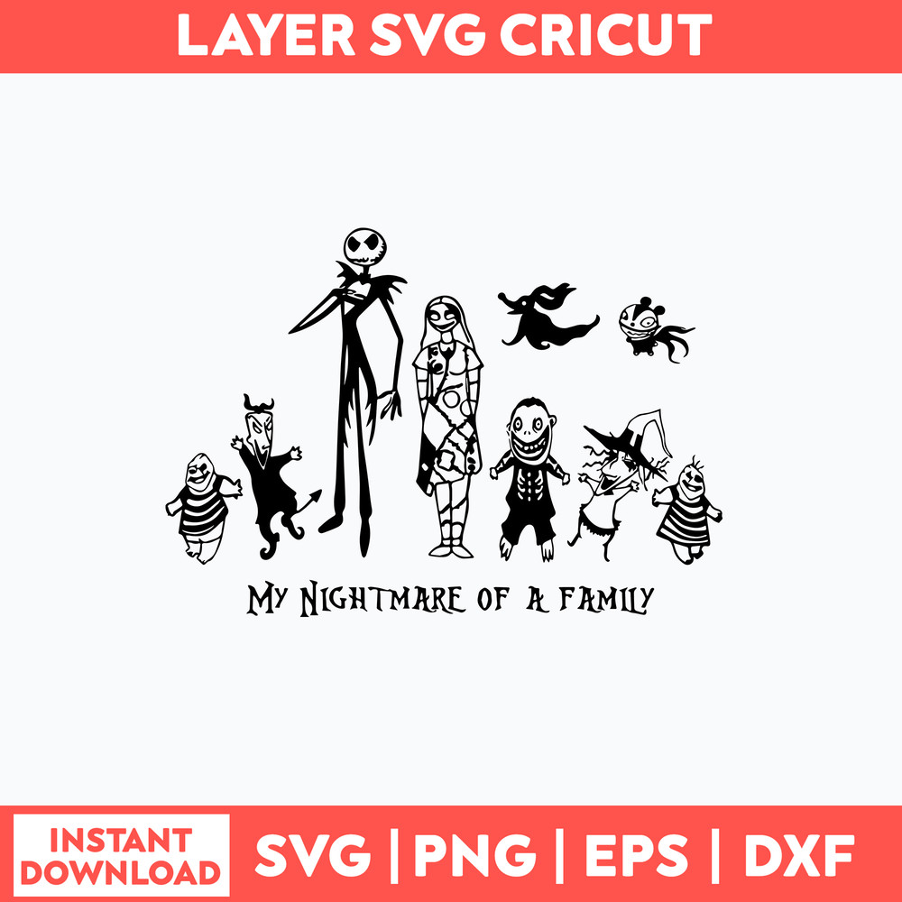 My Nightmare Of A Family Svg, Skellington And Sally Svg, Nightmare Svg, Png Dxf Eps File.jpg