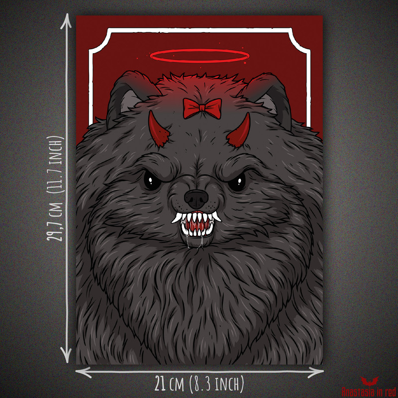 Gothic horror art print with Demon Pomeran