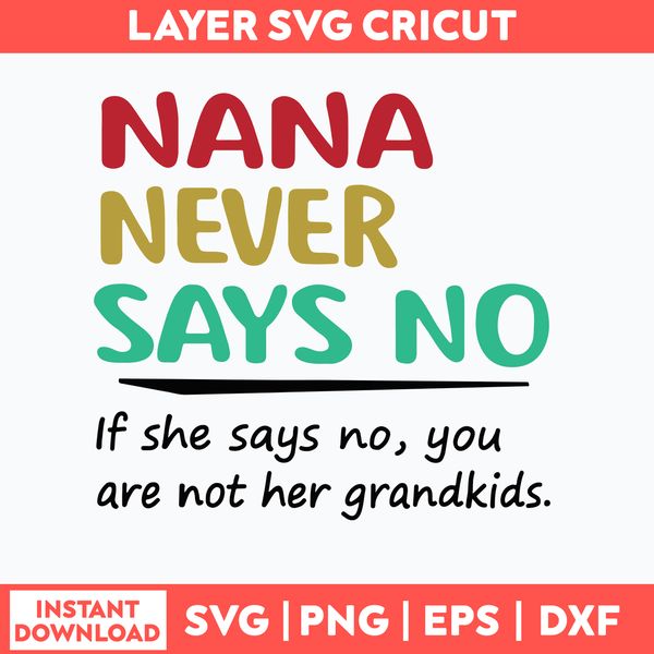 Nana Never Says No If She Says No, You Are Not Her Grandkids Svg, Png Dxf Eps File.jpg