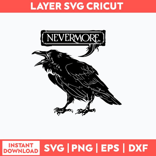 Nevermore Gothic Raven in an Ornate Victorian Frame Svg, Png Dxf Eps File.jpg