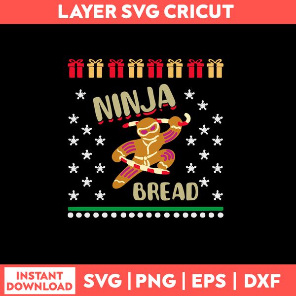 Ninjabread Man Gingerbread Ginjas X Mas Svg, Ninja Bread Svg, Png Dxf Eps File.jpg