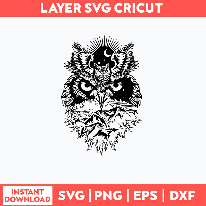 Owl Head Svg, Owl Head Clipart Svg, Png Dxf Eps File.jpg