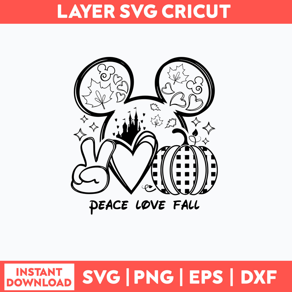Peace Love Fall Svg, Disney Svg, Png Dxf Eps File.jpg