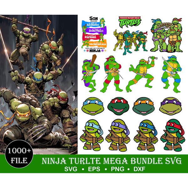 1000 Ninja Turtles bundle Svg, Ninja turtles svg, silhouette, ninja turtles vector, ninja turtle cutfile, ninja turtles birthday, turtles cricut.jpg