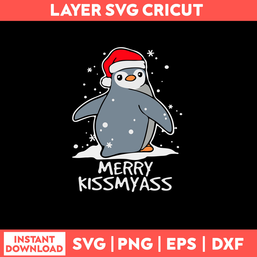 Penguin Mery Kissmyass Svg, Christmas Svg, Png Dxf Eps File.jpg