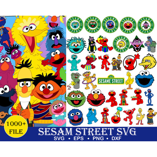 1000 Sesame street svg, elmo svg, sesame street, cookie monster svg, elmo birthday svg, sesame svg, sesame cut file, sesame clipart.jpg