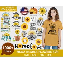1000 SUNFLOWER SVG, PNG Bundle, Sunflower svg, half sunflower svg, sunflower monogram, sunflower quote svg, Cricut, Comm