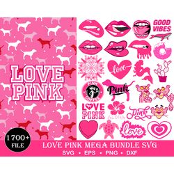 1700 Love Pink, Love Pink SVG Bundle, Love Pink Clip Art Bundle, Love Pink, Pink Nation, Love Pink Dog, svg Digital Dowl