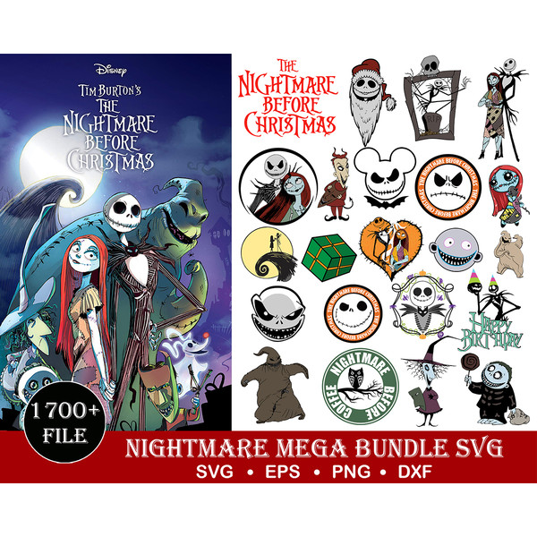 1700 Nightmare Before Christmas svg, Cartoon SVG, Nightmare svg, Jack skellington svg, Jack and sally svg, Cricut cut files, Instant download.jpg