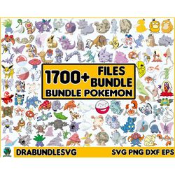 1700 Pokemon svg, Pokemon Characters, Pokemon Layered Svg, Pikachu Svg, Pokemon Bundle Svg, Cut Files, Pokemon Vector, C