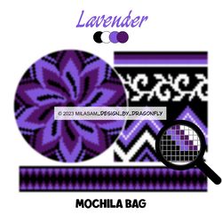 Tapestry crochet bag pattern, wayuu mochila bag, Colombian ethnic shoulder bag, Beach bag, Crossbody bag - Lavender 843