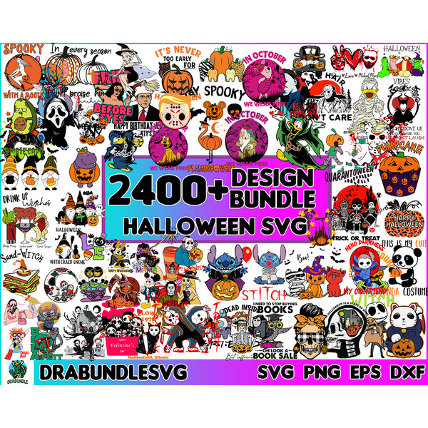2400 Halloween svg files for cricut, Halloween designs bundle in 4 formats, Horror Character, PNG, digital download, matching file, horror movie, Halloween Png