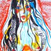 8 пикс. Portrait of a girl. women, long black hair, blue eyes, bright background, print, illustration.png