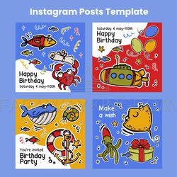 birthday pirates post design cards social media templates